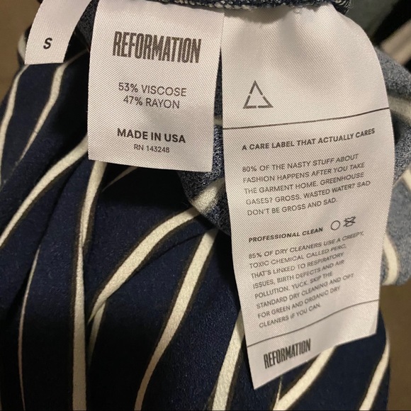 Reformation Drawstring Navy White Stripe Pant - Picture 5 of 7